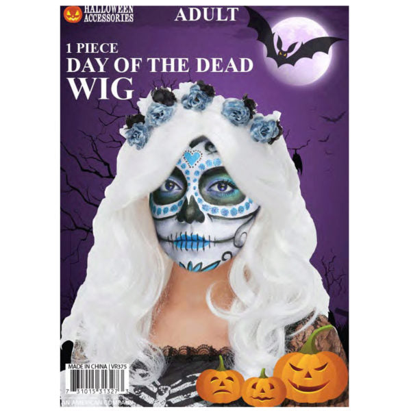 Day of the Dead Long White Hair Wig