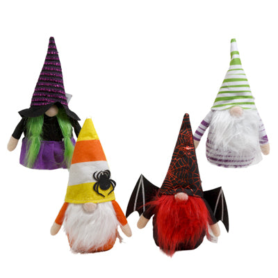 Gnome Halloween Table Decor 4ast 5.5x10in W/weighted Bottoms Hlwn/ht