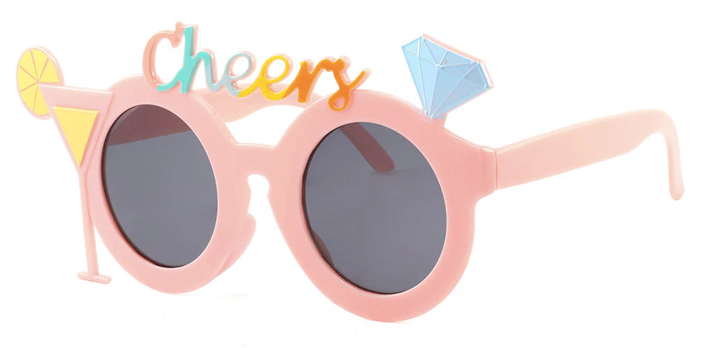 Celebration Novelty Party Glasses w/ Embroidered Cheers Glass