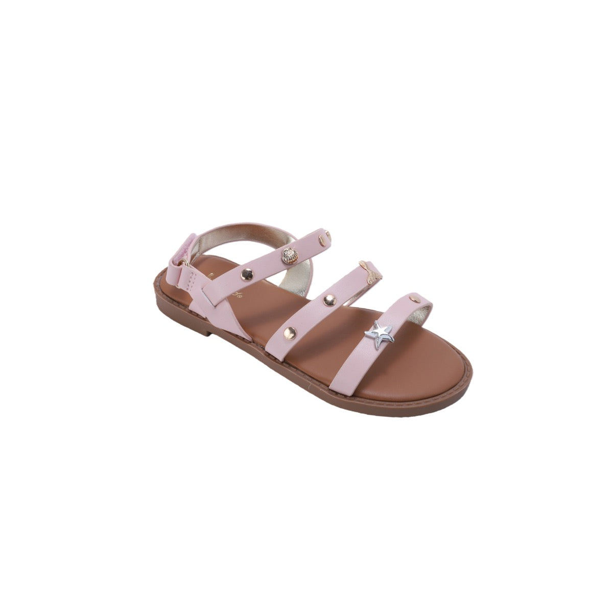 Girl's Gladiator Fashion Sandals w/ Embroidered Sea Charms & Adjustable Heel Strap - Blush