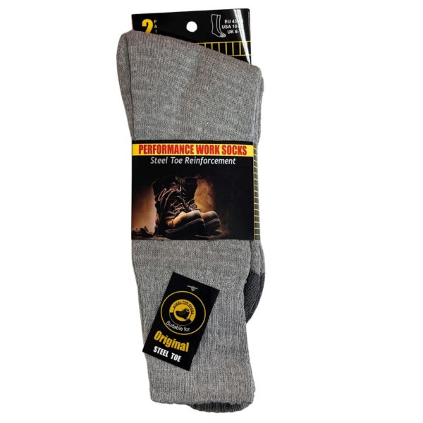Witties Heavy Duty 2 Pair Pack Work Socks in Gray Size 10-13