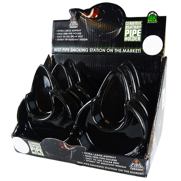 Smoke Zilla Ceramic Ash Tray with Pipe or Cigar Holder in PDQ Display