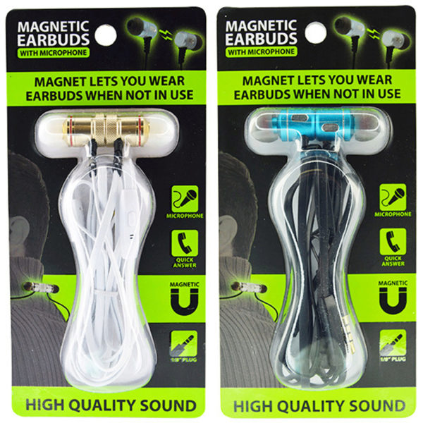 Gadget Gear Magnetic Earbuds with Mic in Assorted Colors