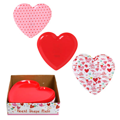 Plate Heart Shape 2 Prints/1 Solid 10.2 X 9.8 Plastic In 24pc Pdq / Color Val Label