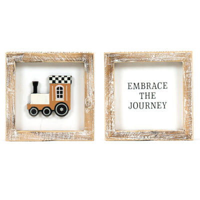 Wall Sign 5x5x1.5 Train/journey Reversible Wood (12.00)