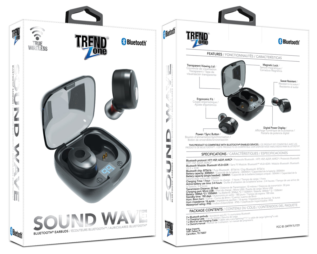 Trend Zone Sound Wave Wireless Bluetooth Earbuds