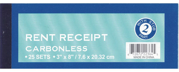 50-Sheet Carbonless 2-Part Receipt Books w/ Receipt Stub