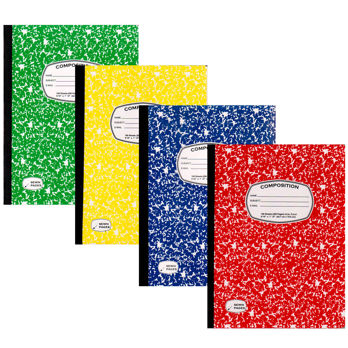 100-Sheet Wide Ruled Composition Books - Assorted Colors