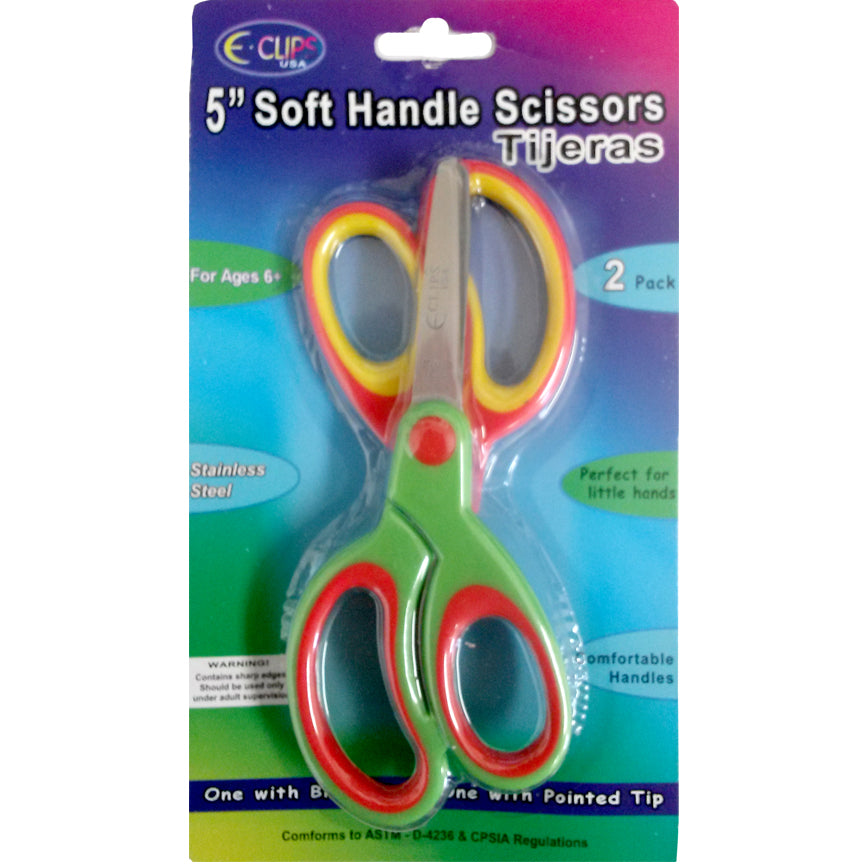 Children's Scissors w/ Two Tone Soft Handles - 2-Pack
