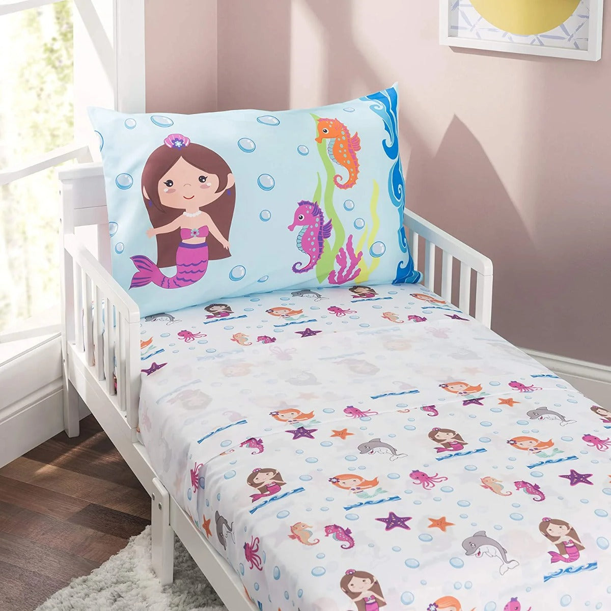 3-Piece Toddler Sheet Sets - Mermaids Undersea Adventure Print