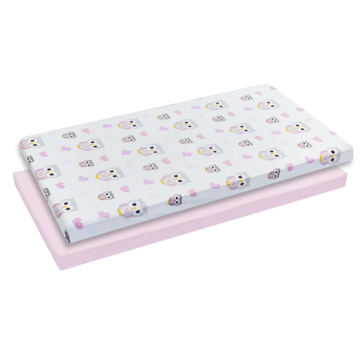 Cotton Jersey Knit Cradle Sheet Sets - Hearts & Polka Dot Print - 2-Pack