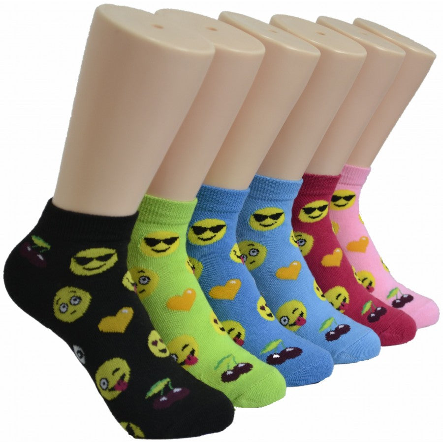 Women's Low Cut Novelty Socks - Emoji Print - Size 9-11