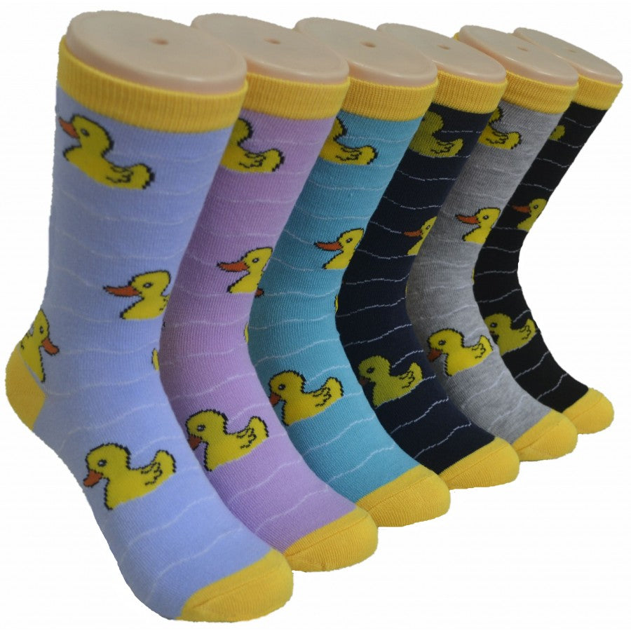 Women's Novelty Crew Socks - Rubber Ducky Print - Size 9-11