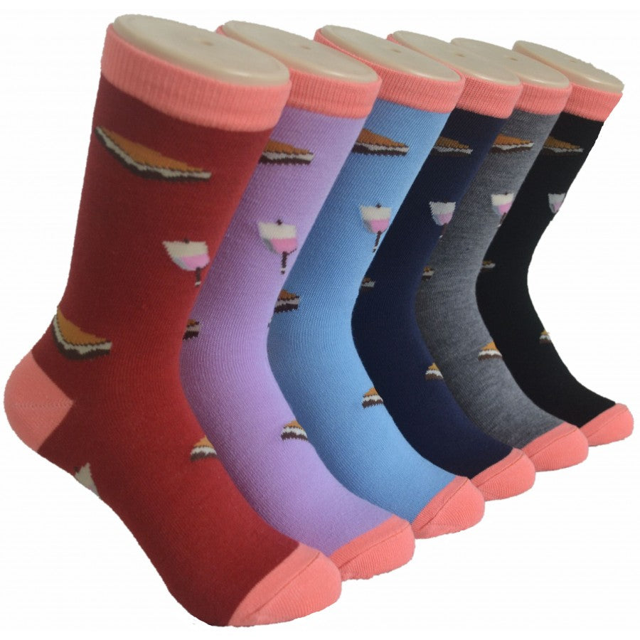 Women's Novelty Crew Socks - S'mores Print - Size 9-11
