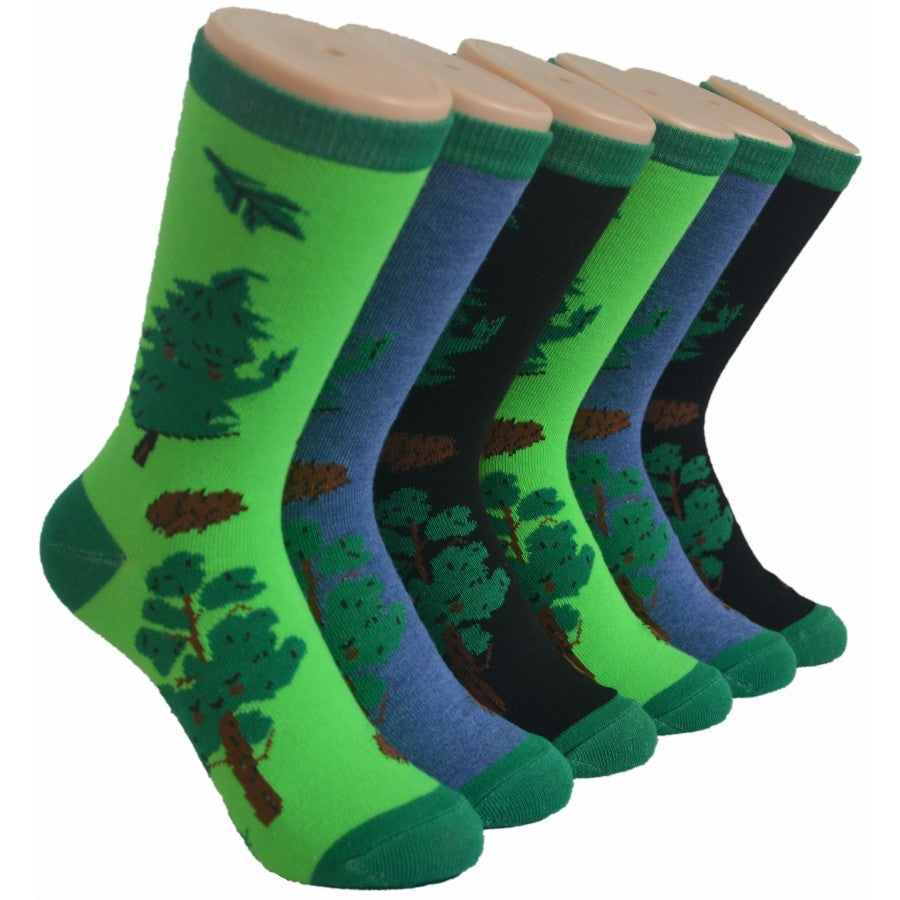Women's Novelty Crew Socks - Forrest Print - Size 9-11