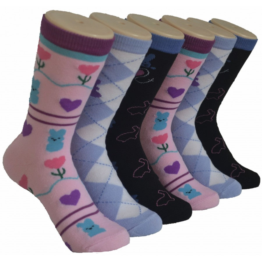 Women's Novelty Crew Socks - Easter Print - Size 9-11