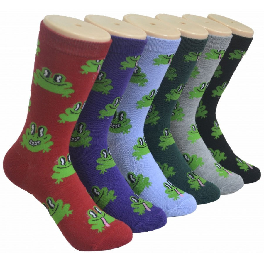 Women's Novelty Crew Socks - Frog Print - Size 9-11