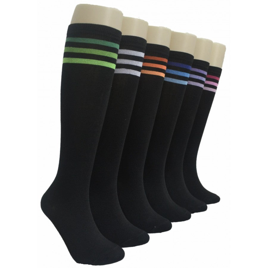 Women's Knee High Printed Socks - Ombre Stripe Print - Size 9-11
