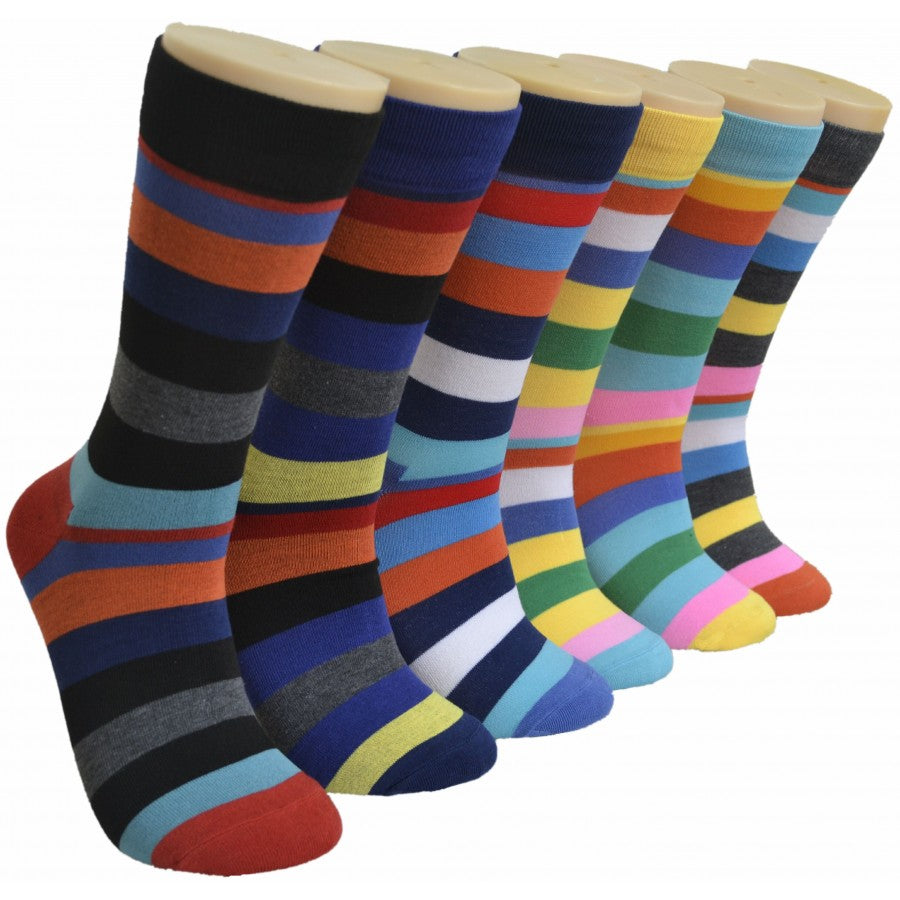 Men's Novelty Crew Socks - Two Tone Stripe Print - Size 10-13