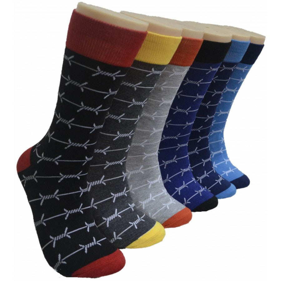 Men's Novelty Crew Socks - Barbed Wire Print - Size 10-13