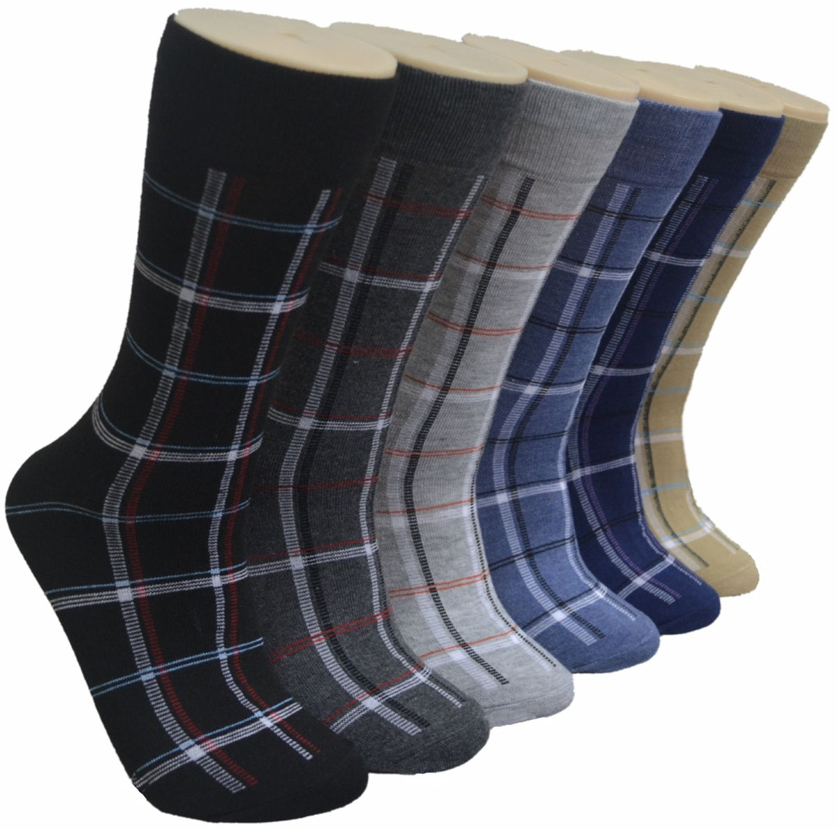 Men's Novelty Crew Socks - Two Tone Plaid Pattern Print - Size 10-13