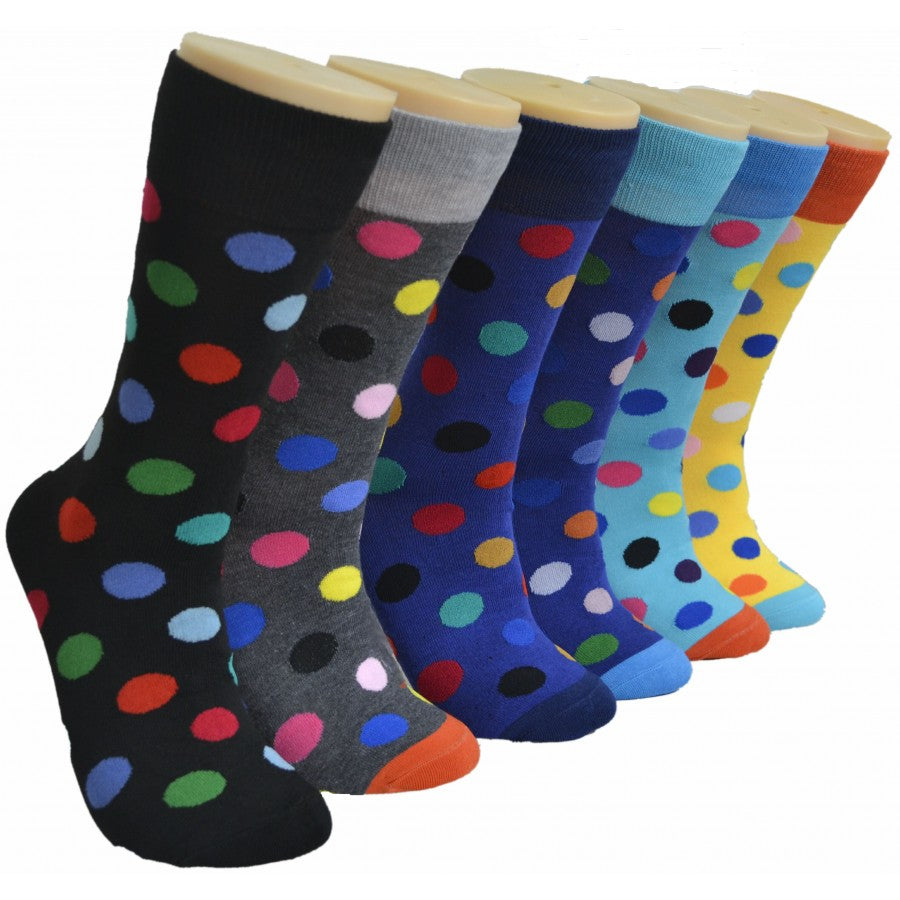 Men's Novelty Crew Socks - Two Tone Polka Dot Print - Size 10-13