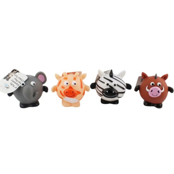 Puffy Squeaky Pet Play Dog Chew Toys in Assorted Zoo Animal Styles