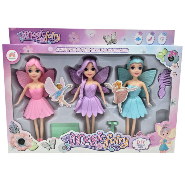 3 Pack Fairy Dolls with Accessories