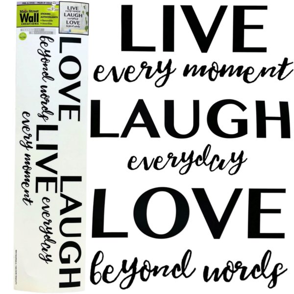 Main Street Wall Creations Translucent Jumbo Stickers in Live Laugh Love Design