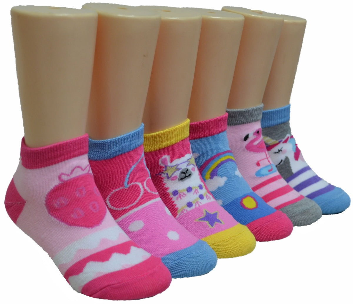 Boy's & Girl's Low Cut Socks - Fruits, Rainbows, & Unicorn Print - Size 4-6