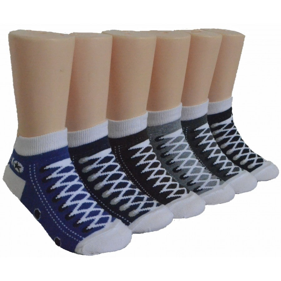 Boy's & Girl's Low Cut Socks - Sneaker Print - Size 6-8