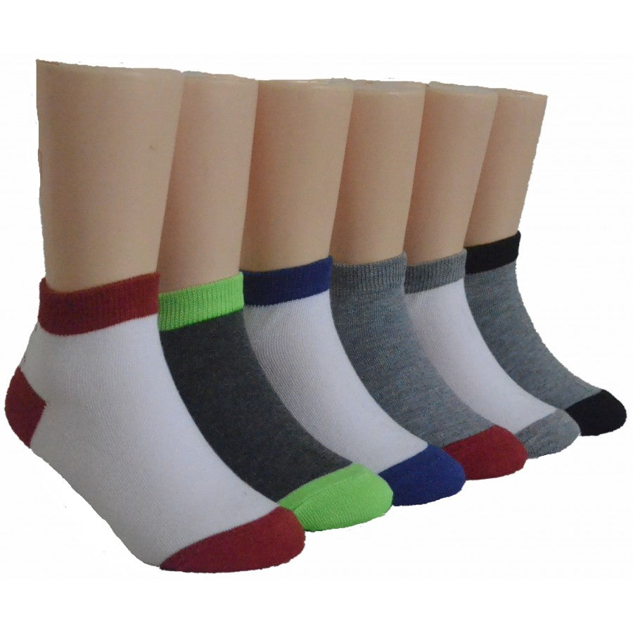 Boy's & Girl's Low Cut Socks - Solid Heel & Toe Print - Size 6-8