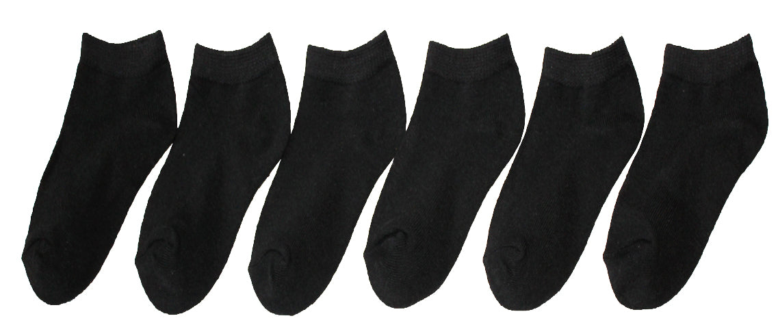 Children's Low Cut Socks - Black - 3-Pair Packs - Size 6-8
