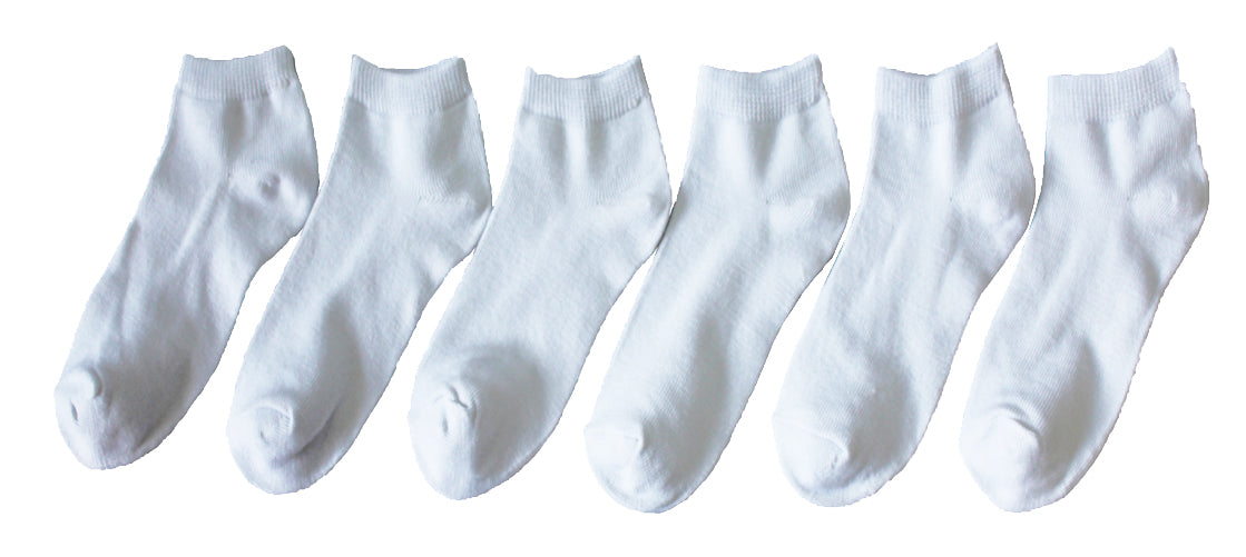 Children's Low Cut Socks - White - 3-Pair Packs - Size 6-8