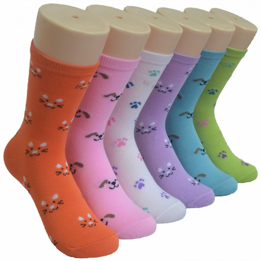 Boy's & Girl's Novelty Crew Socks - Dog, Cat, & Paw Prints - Size 6-8