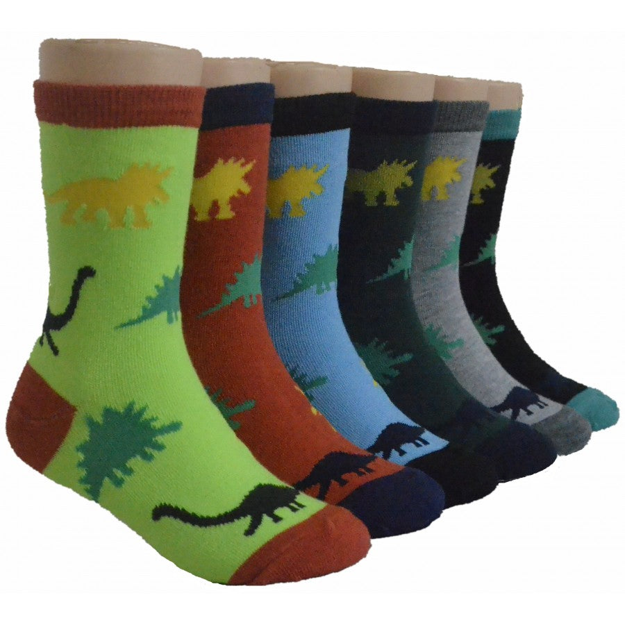 Boy's & Girl's Novelty Crew Socks - Dinosaur Print - Size 6-8