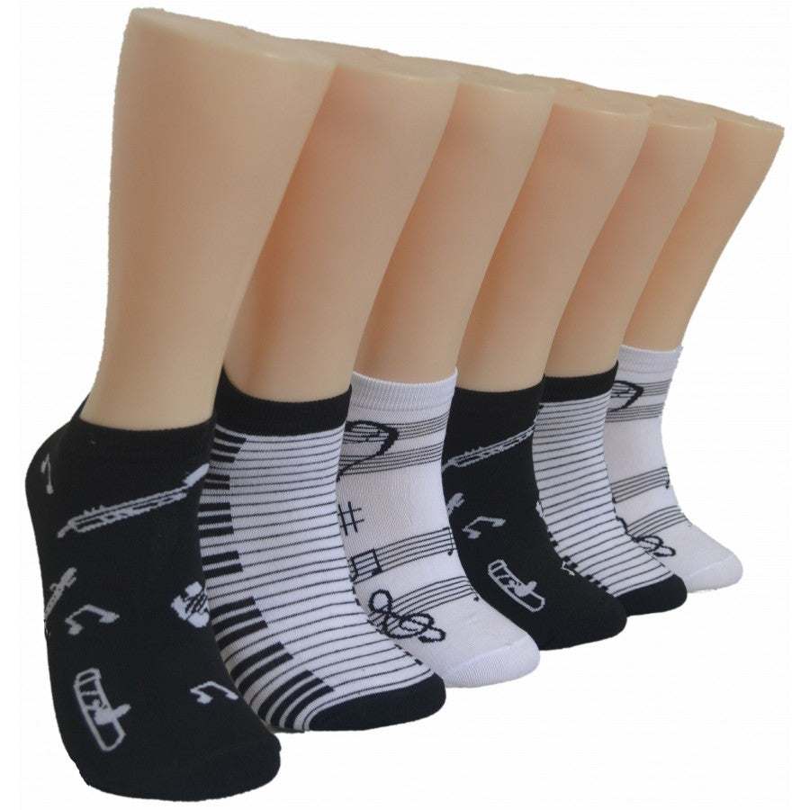 Men's Low-Cut Socks - Music Print - Size 10-13