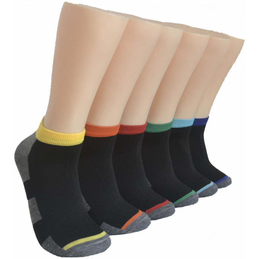 Men's Low-Cut Socks - Black w/ Two Tone Trim - Size 10-13