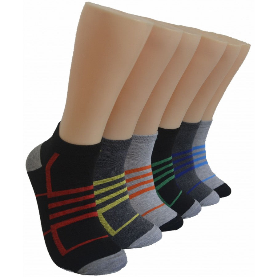 Men's Low-Cut Socks - Two Tone Patterns - Size 10-13