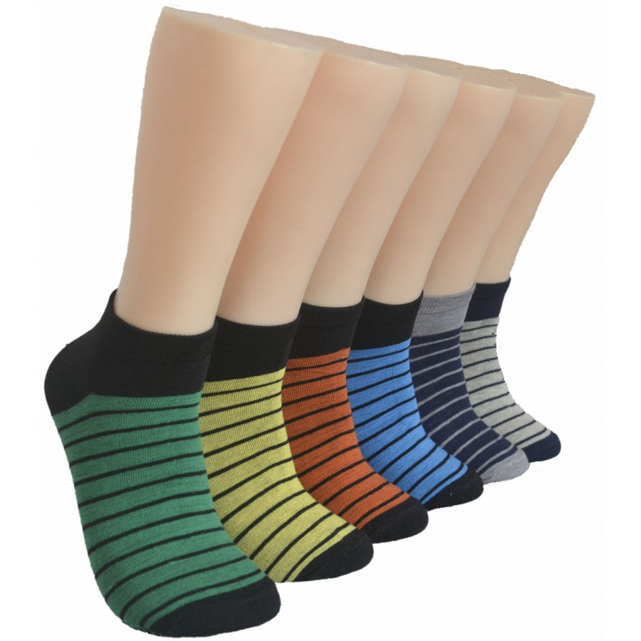 Men's Low-Cut Socks - Athletic Two Tone Stripes - Size 10-13