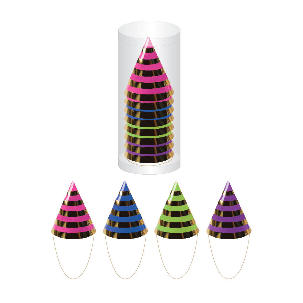 3" Brights Stripe Mini Hat w/ Hot Stamp - 8-Packs