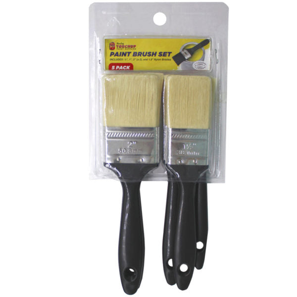 5 Pack Nylon Trim and Paint Brush Set