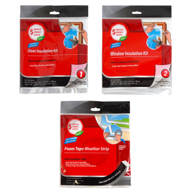 Weather Insulation Kits 3ast 1pk Door/2pk Window/foam Weather Stripping Prtd Opp Bag