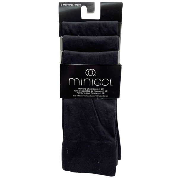 Minicci 3 Pack Knee High Socks Solid Black Shoe Size 4-10