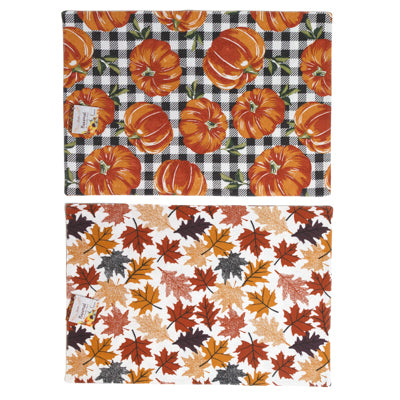 Placemat Harvest Polyester 2ast Print 13x19in Ht/jhook