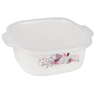 Food Storage Container Flat Lid 1.5 Qt Floral Grip Handle In Pdq#1451