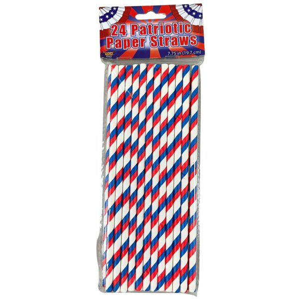 24 Pack Red White and Blue Paper Straws