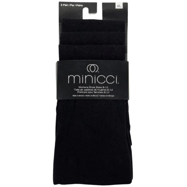 Minicci 3 Pack Black Textured Women's Knee Length Socks Size XL 8-12