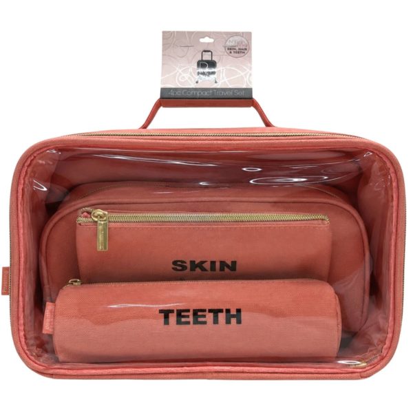 Roaming Essentials 4-Piece Self Care Travel Set in Coral