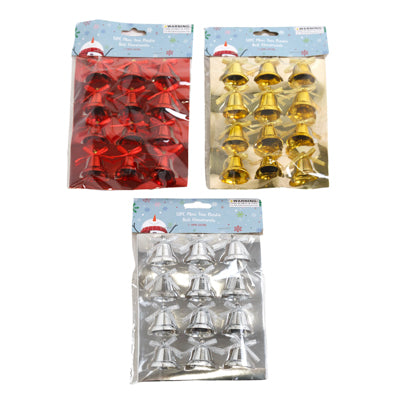 Ornaments Mini Tree Christmas Bells 12pc 1.18in Silver/red/gold Xmas Pbinsertcard